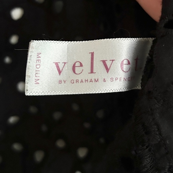 Velvet Eyelet Black Blouse With Bell Sleeves - Picture 5 of 8